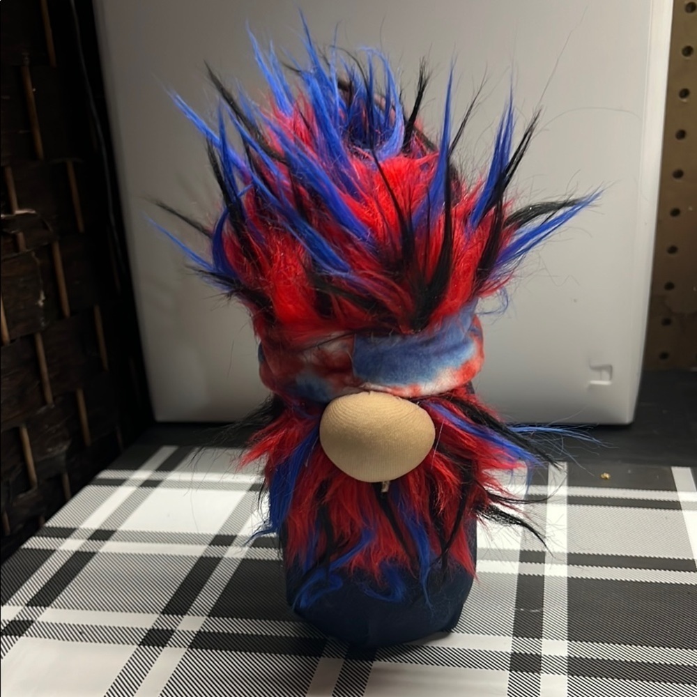 Red and Blue Furry Gnome Decor